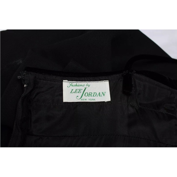 VTG 60's Lee Jordan Black Tiered Velvet Bow Trim Cocktail Party Prom Mini Dress - Picture 8 of 8